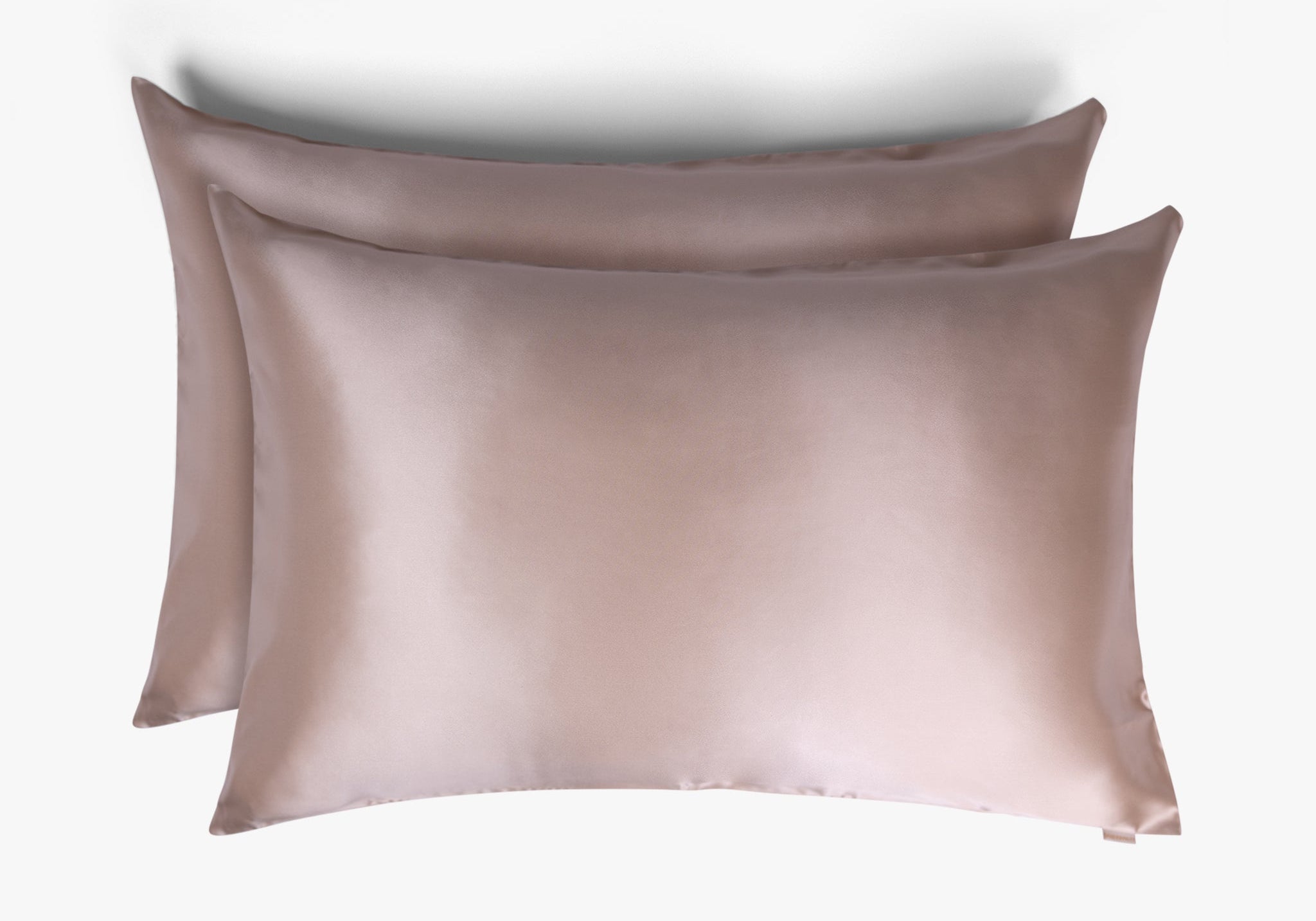 Champagne mulberry silk pillowcases stacked set of two