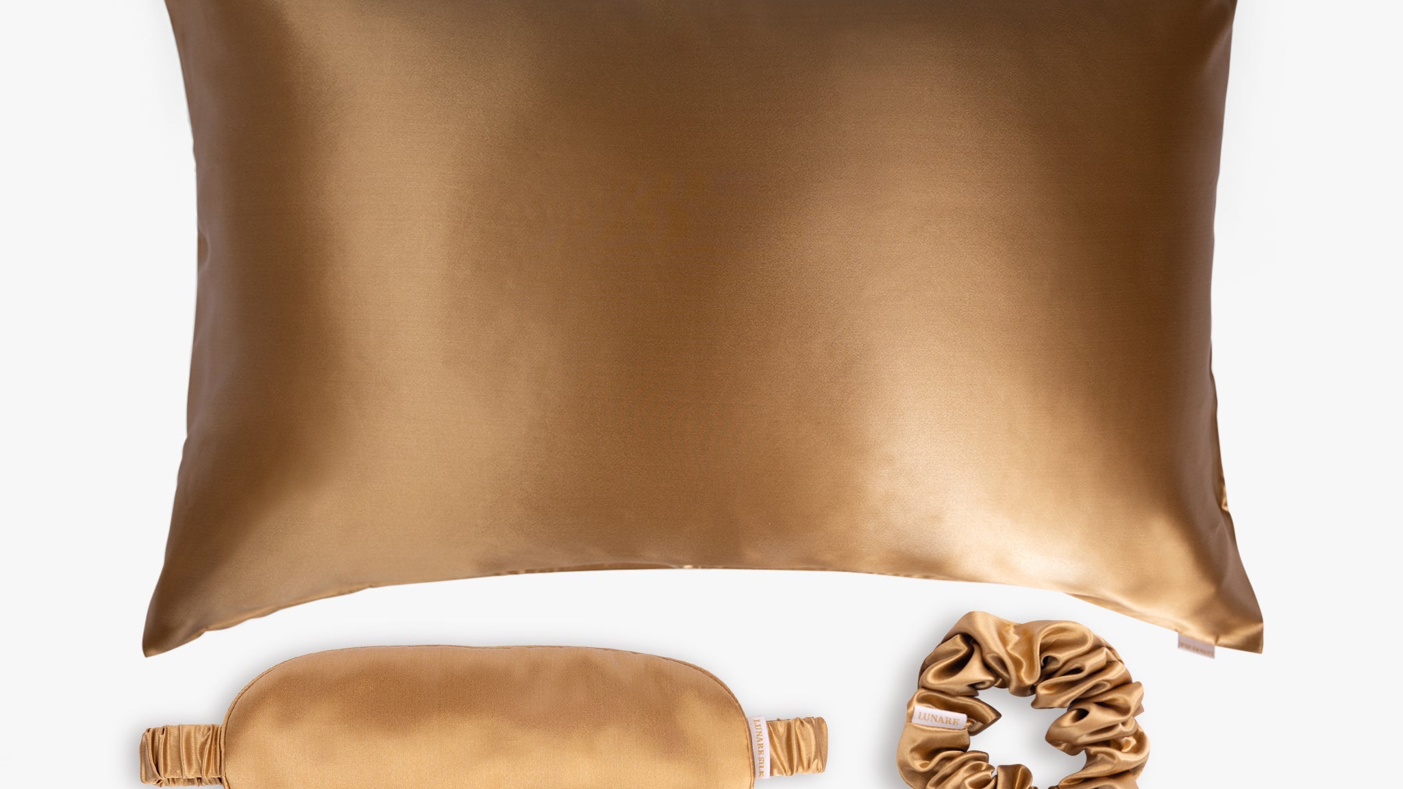 Lunare Home silk pillowcase, eye mask and scrunchie ritual set