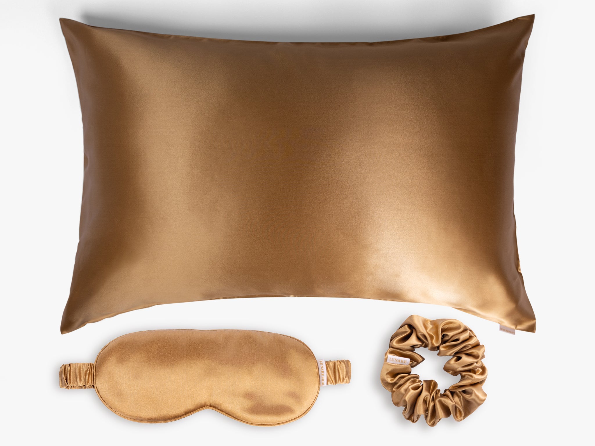 Lunare Home silk pillowcase, eye mask and scrunchie ritual set