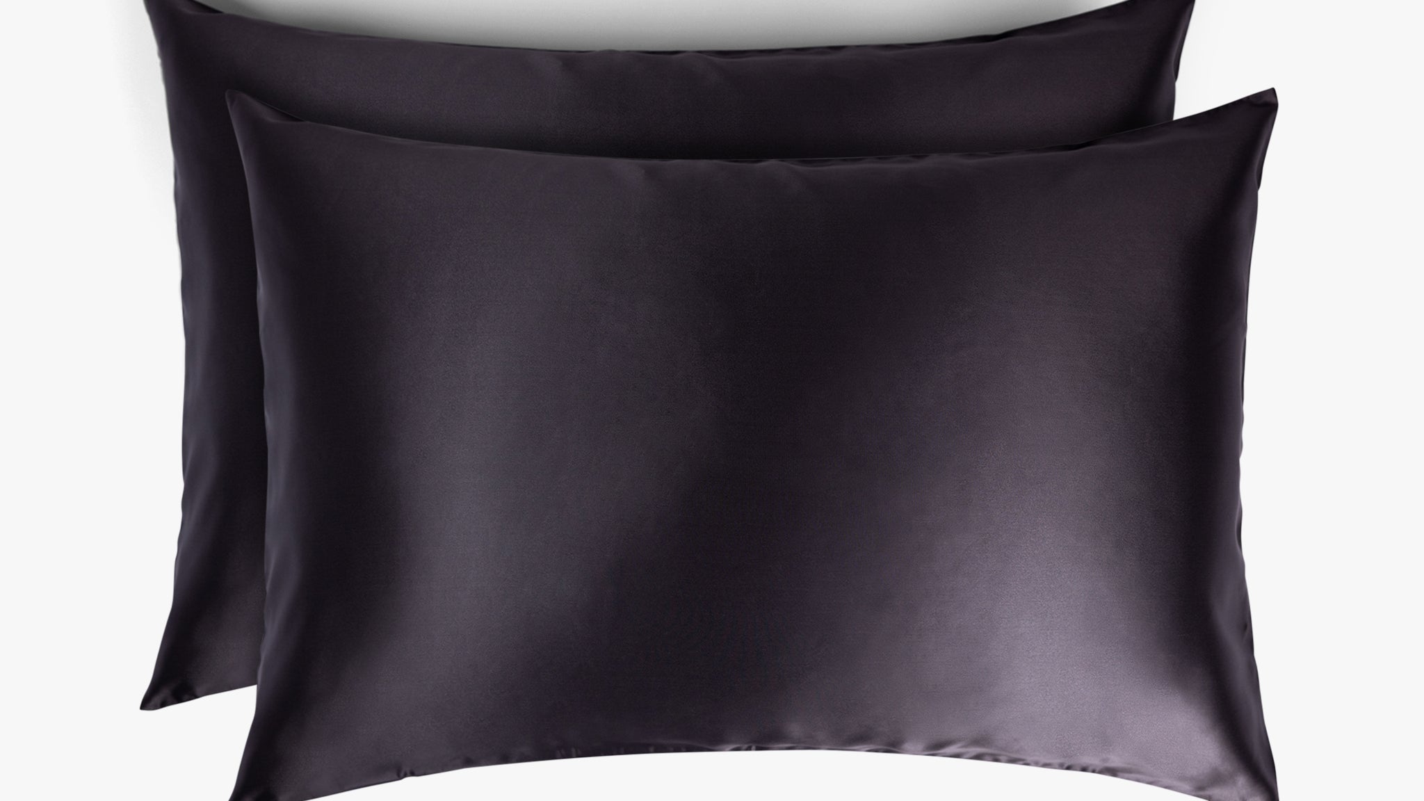 Dark grey mulberry silk pillowcases stacked set of two