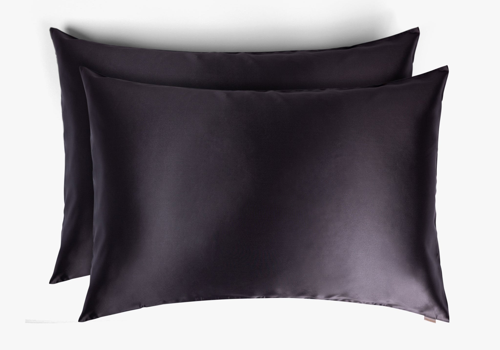 Dark grey mulberry silk pillowcases stacked set of two