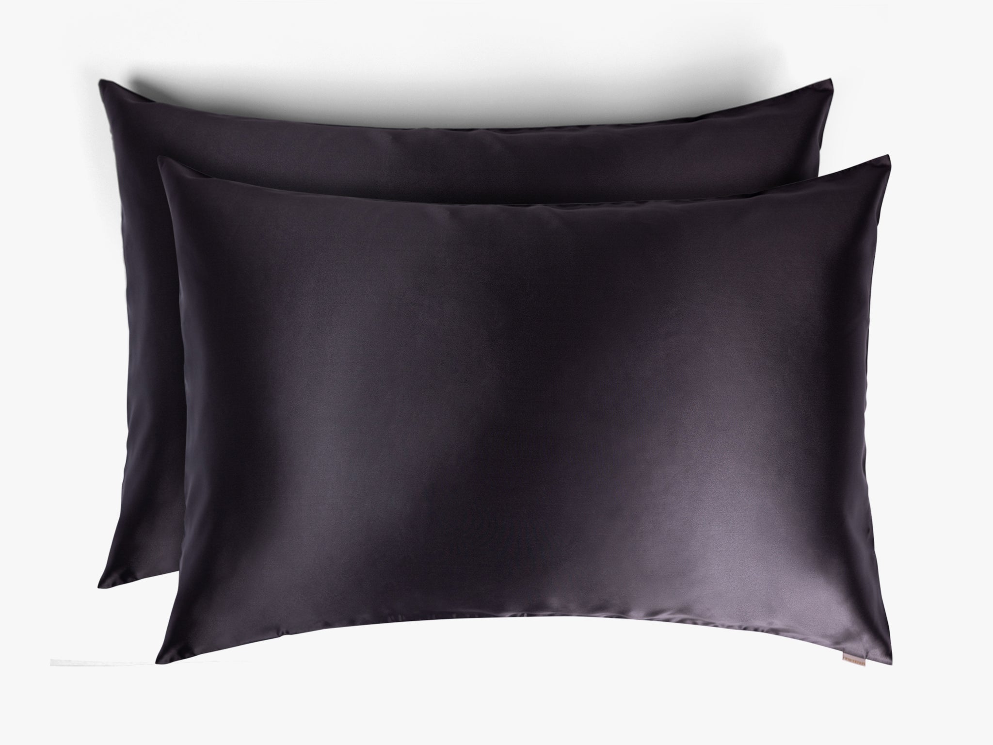 Dark grey mulberry silk pillowcases stacked set of two