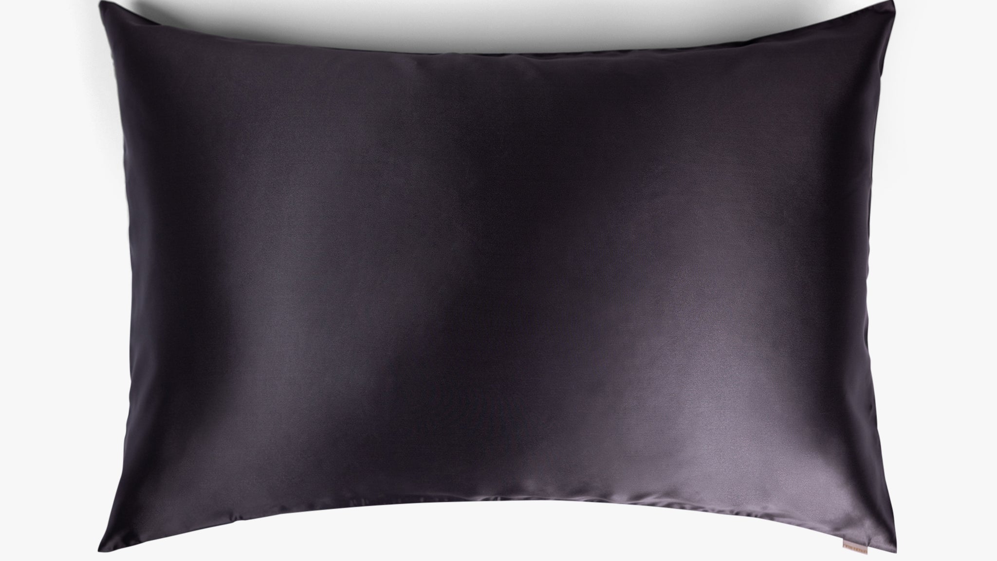 Dark grey mulberry silk pillowcase on white background