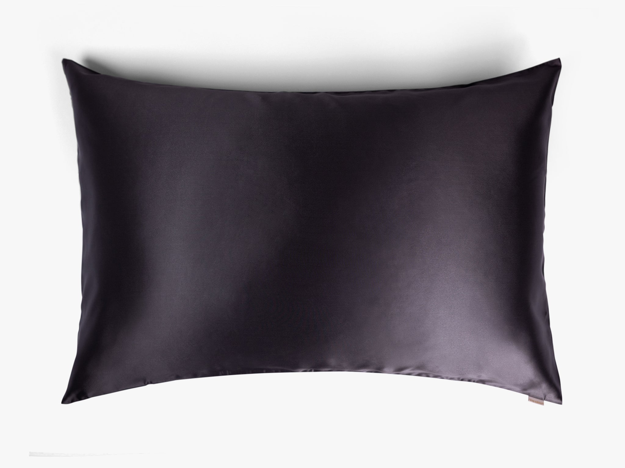 Dark grey mulberry silk pillowcase on white background