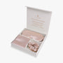 Champagne ritual silk bundle set in open gift box
