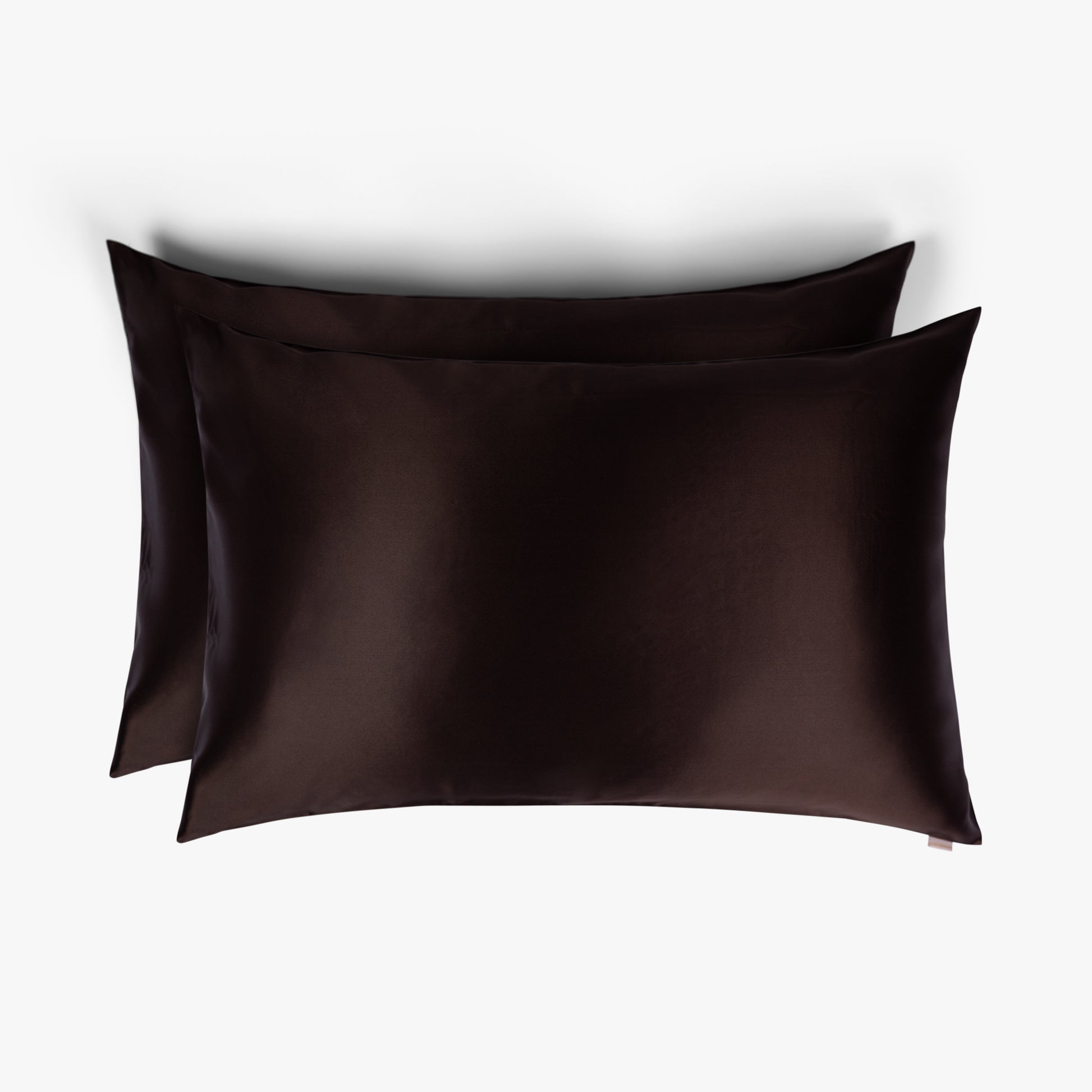 Coffee silk pillowcases set of two stacked
