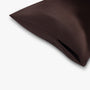 Coffee silk pillowcase with zipper closure detail
