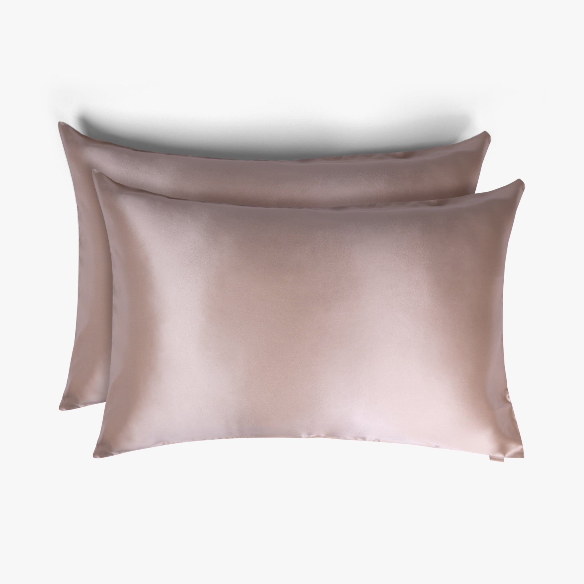 Champagne silk pillowcases set of two stacked
