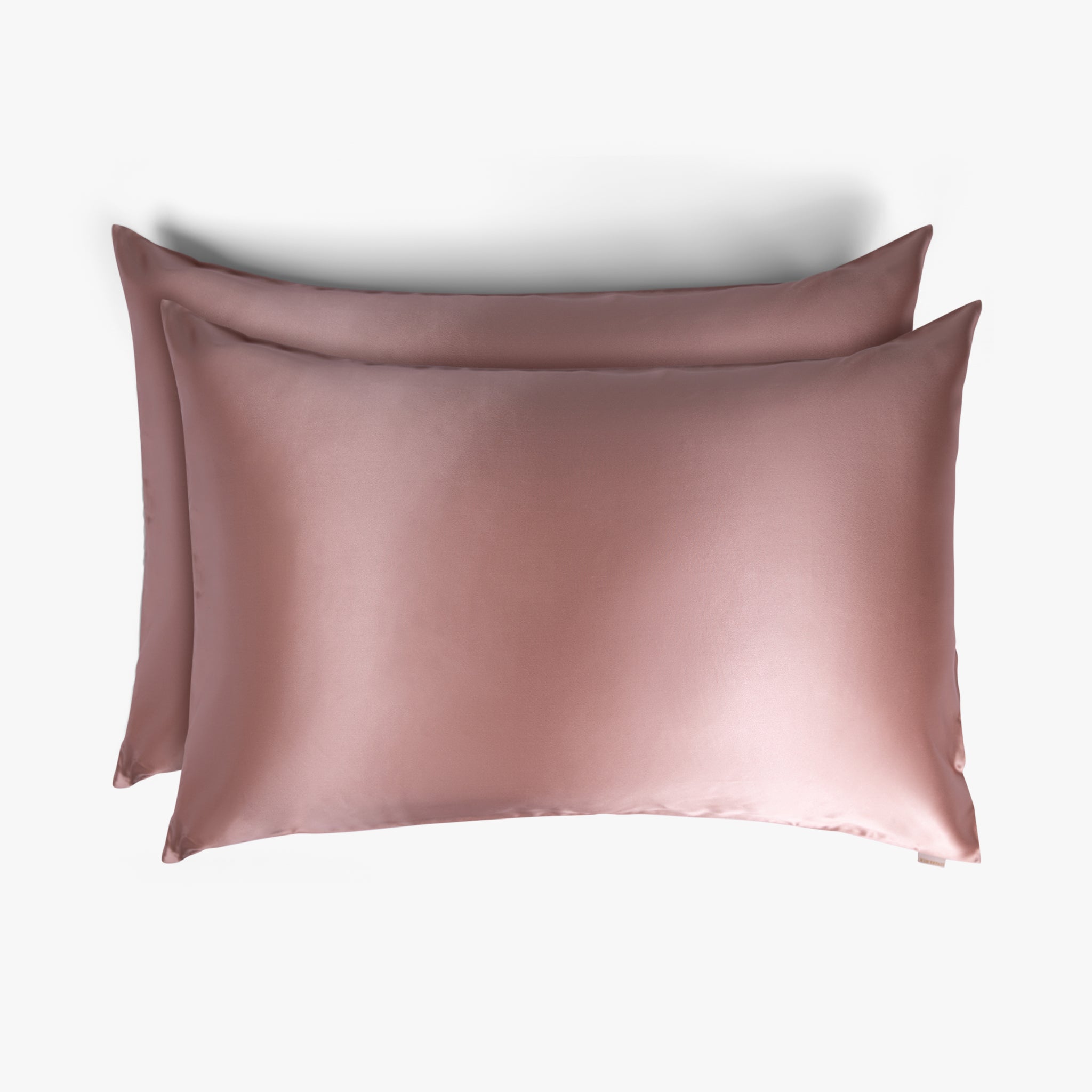 Cherry pink silk pillowcases set of two stacked
