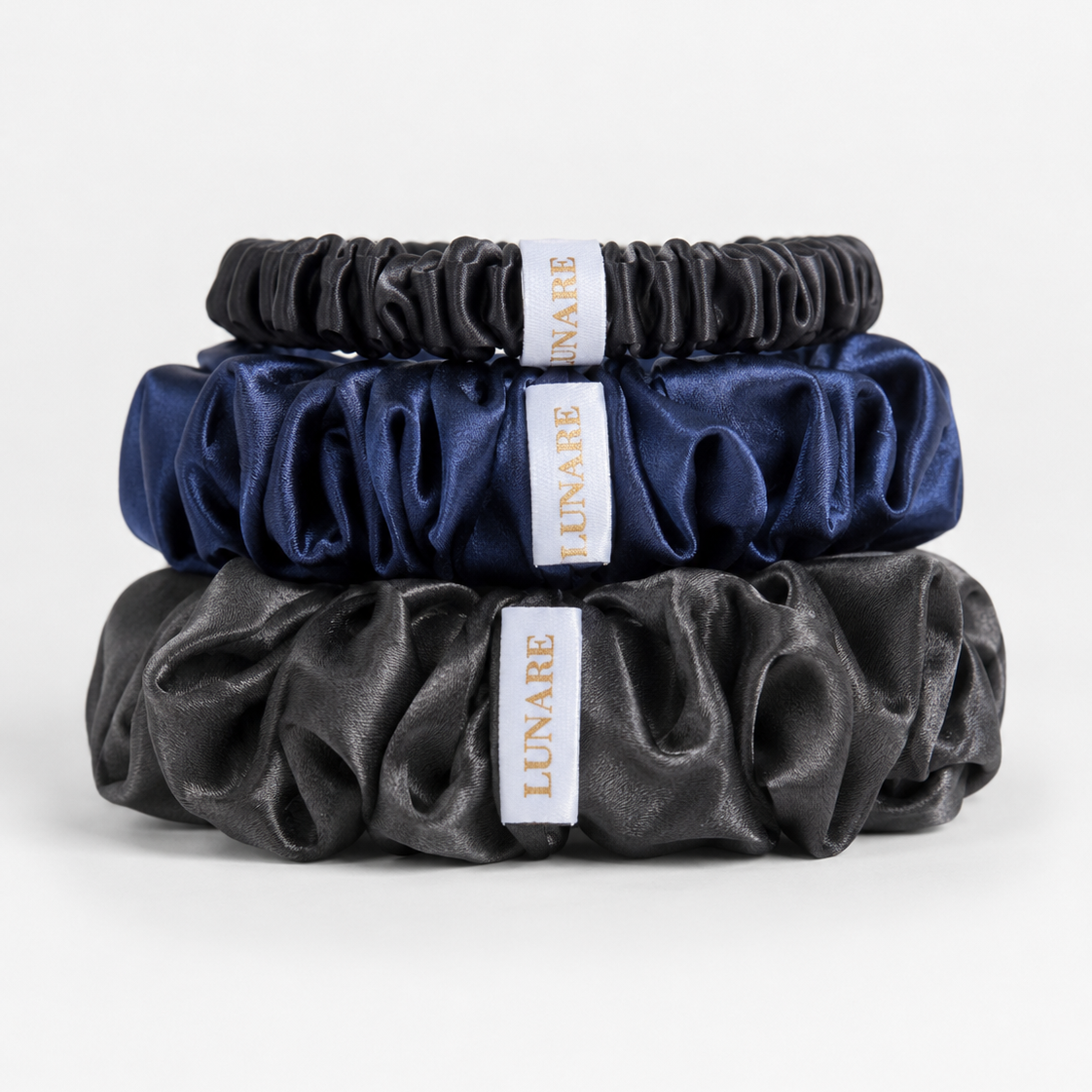 Silk Scrunchie Set - Midnight (Mixed Sizes)