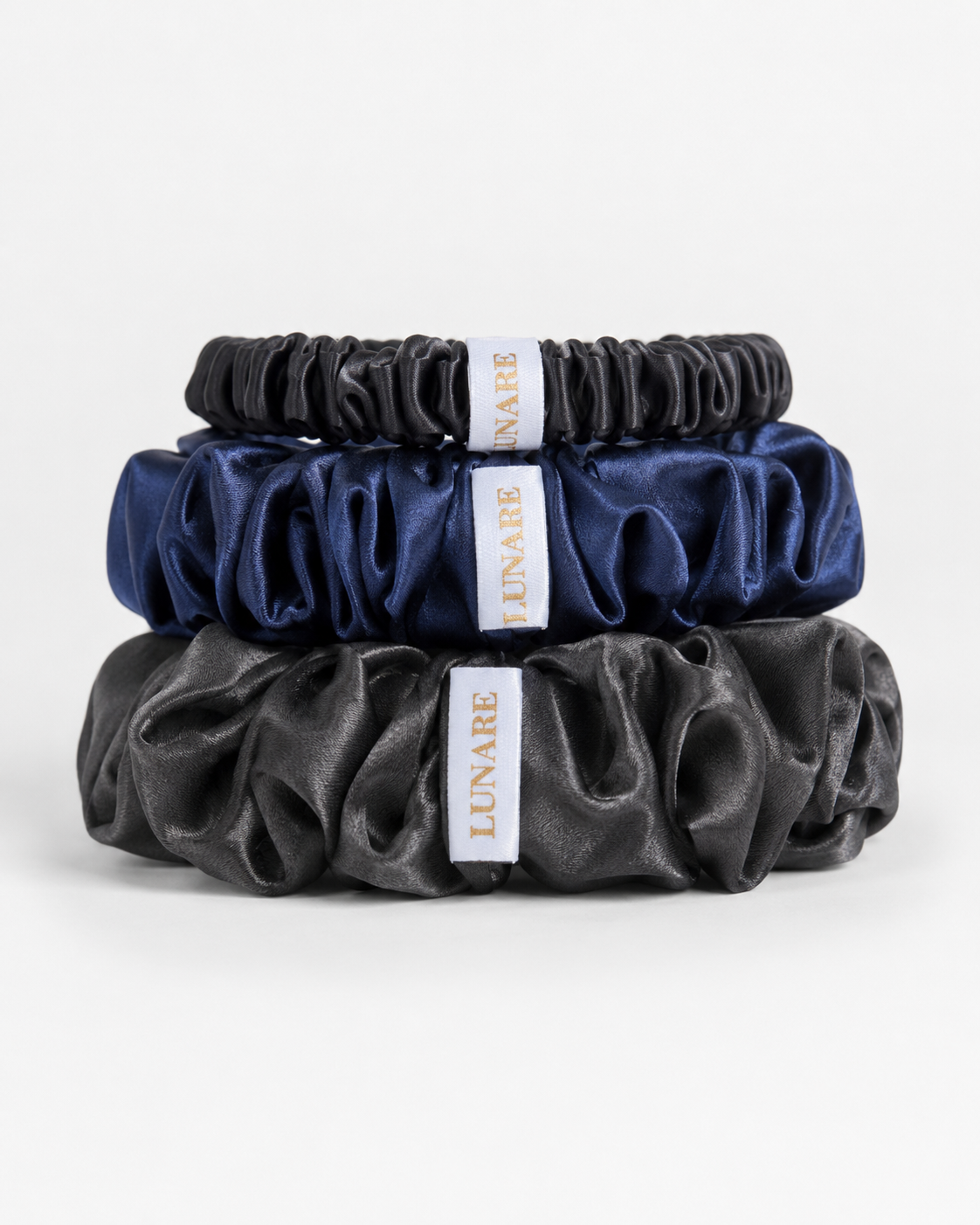 Silk Scrunchie Set - Midnight (Mixed Sizes)