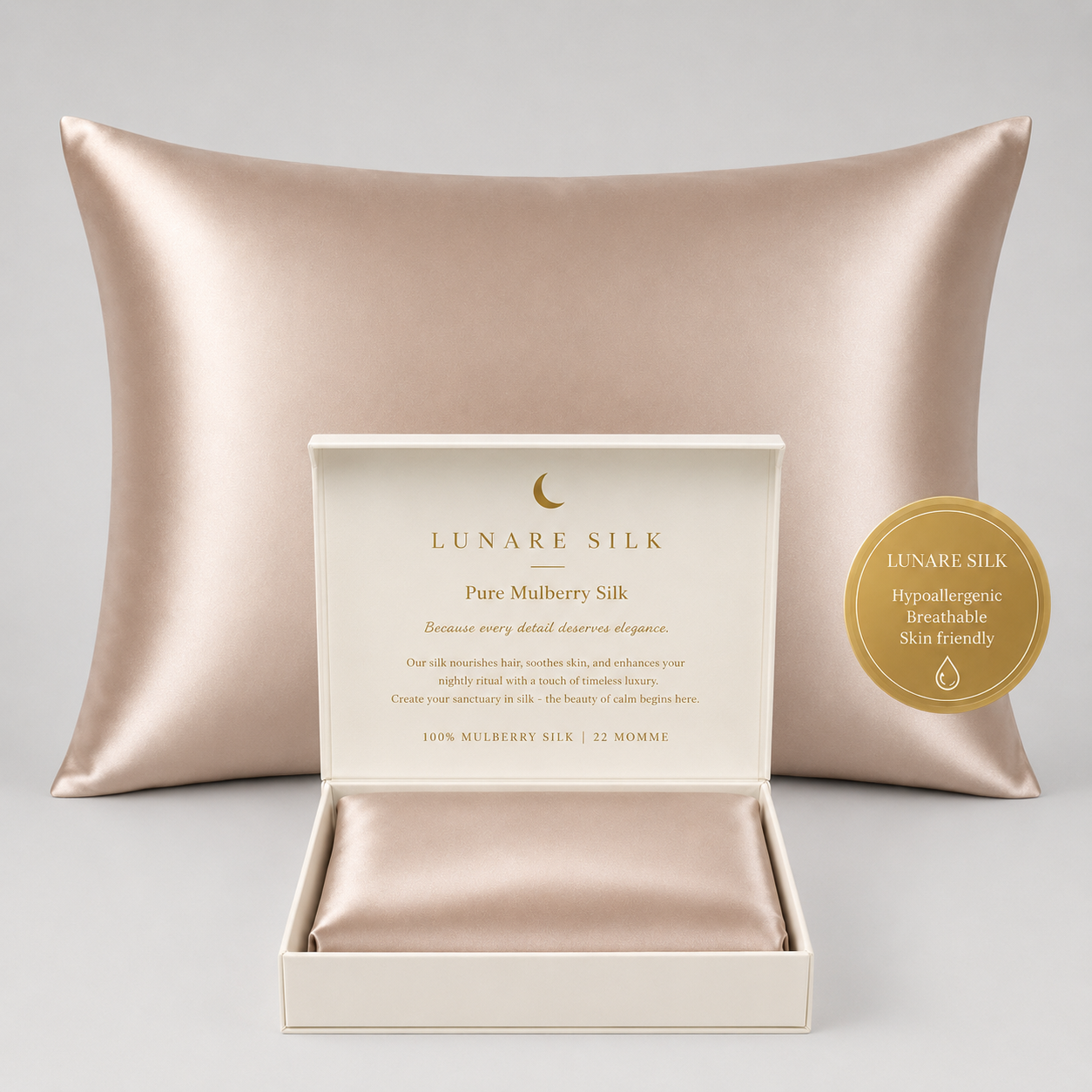 Silk Pillowcase - Light Gold (22-Momme)
