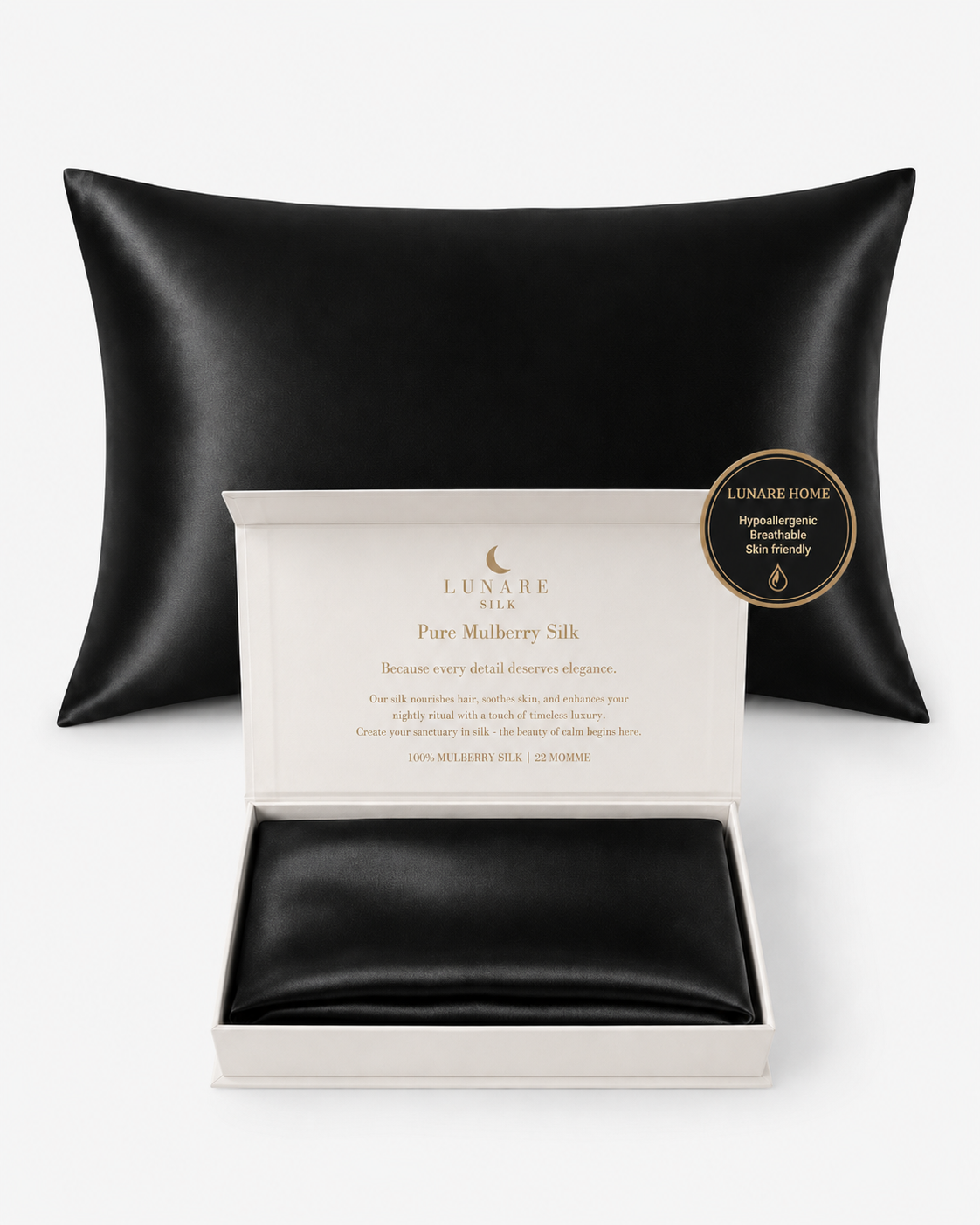 Silk Pillowcase - Black (22-Momme)