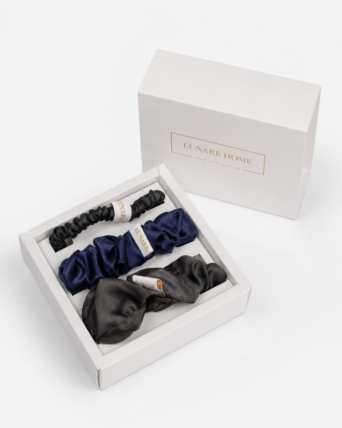 Silk Scrunchie Set - Midnight (Mixed Sizes)