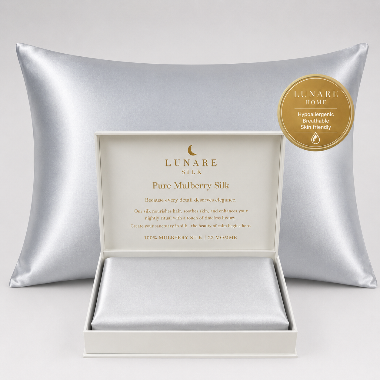 Silk Pillowcase - Silver (22-Momme)