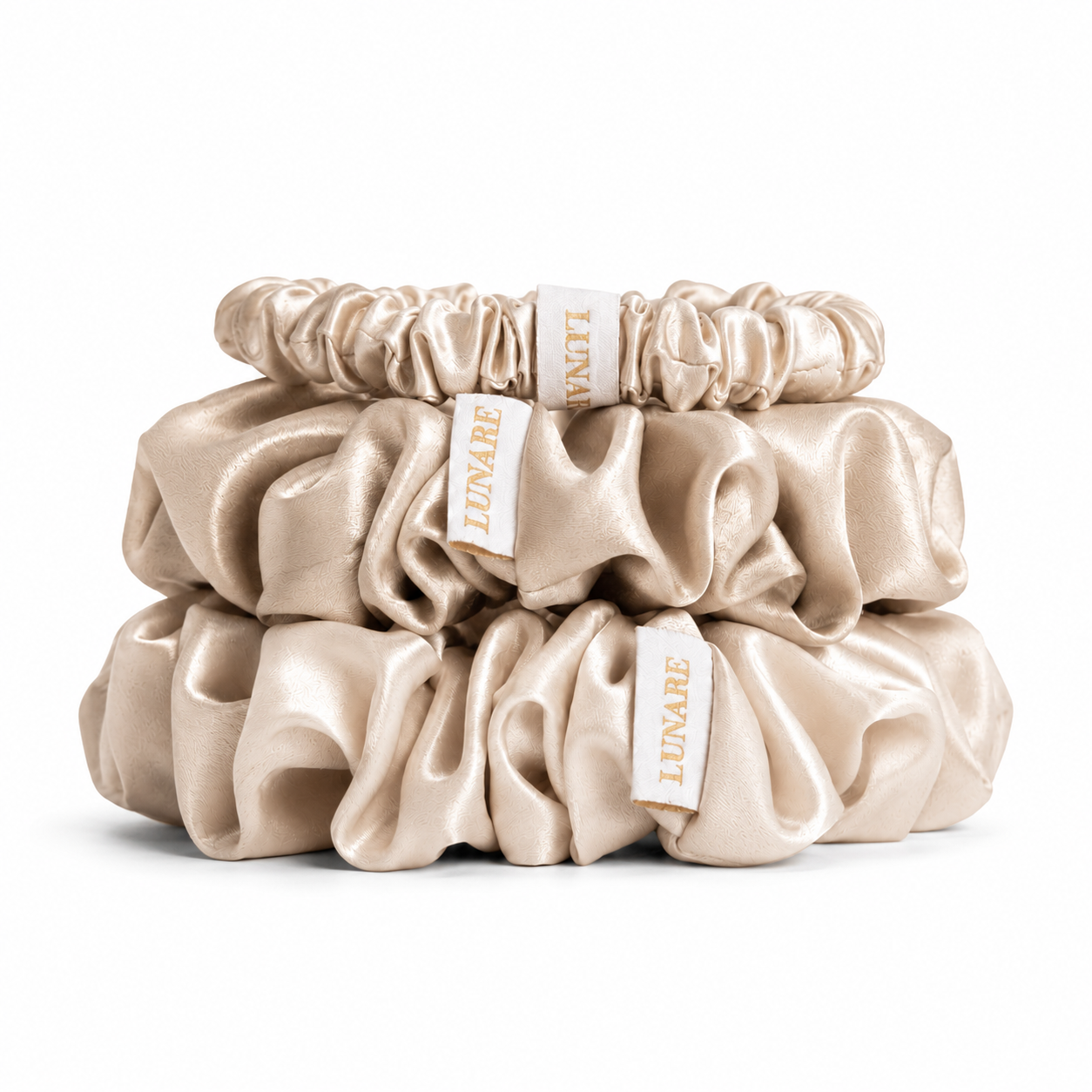 Silk Scrunchie Set - Champagne (Mixed Sizes)