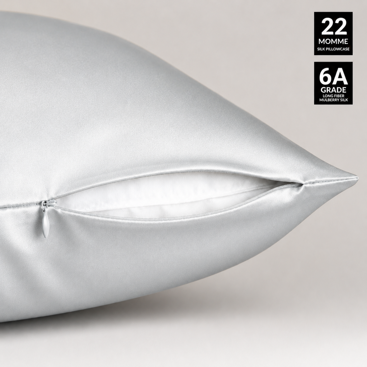 Silk Pillowcase - Silver (22-Momme)