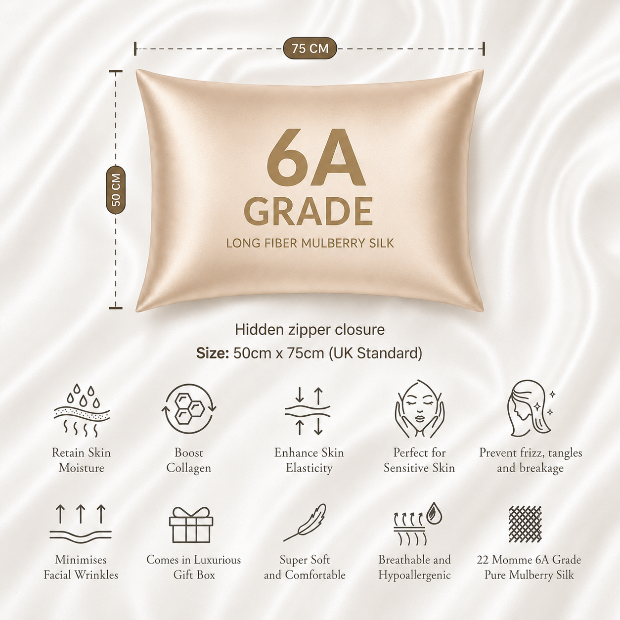 Silk Pillowcase - Light Gold (22-Momme)
