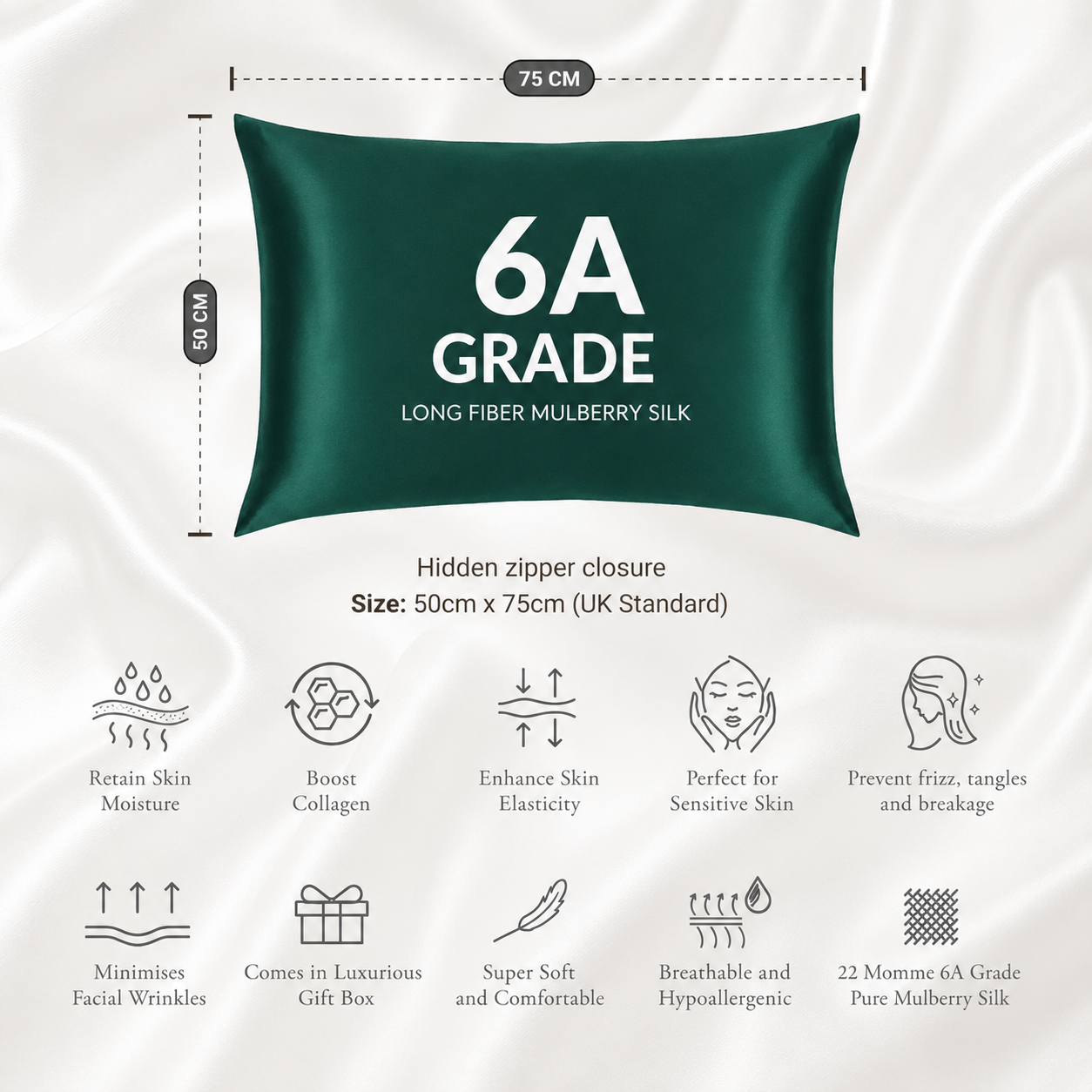 Silk Pillowcase - Dark Green (22-Momme)