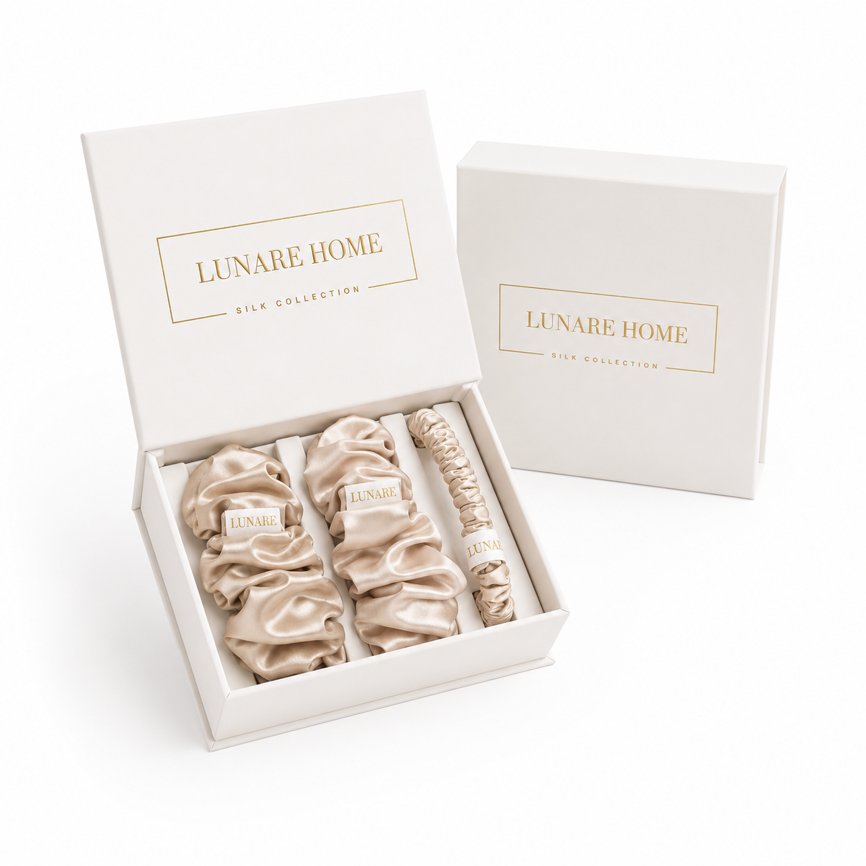 Silk Scrunchie Set - Champagne (Mixed Sizes)