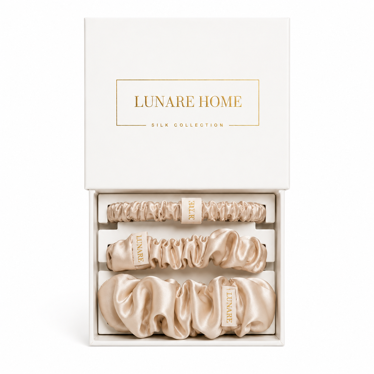 Silk Scrunchie Set - Champagne (Mixed Sizes)