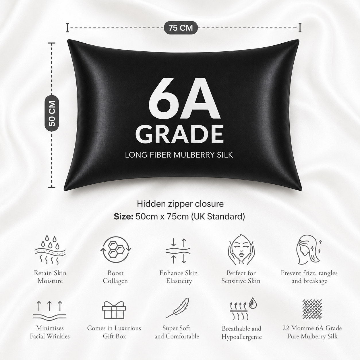 Silk Pillowcase - Black (22-Momme)