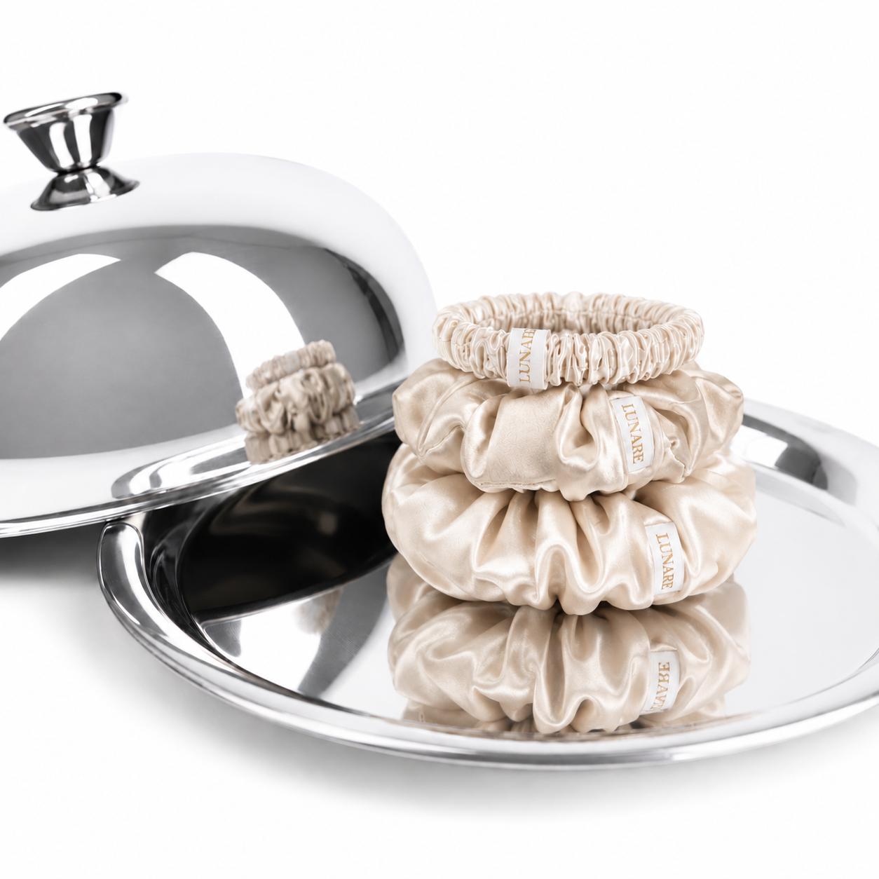 Silk Scrunchie Set - Champagne (Mixed Sizes)
